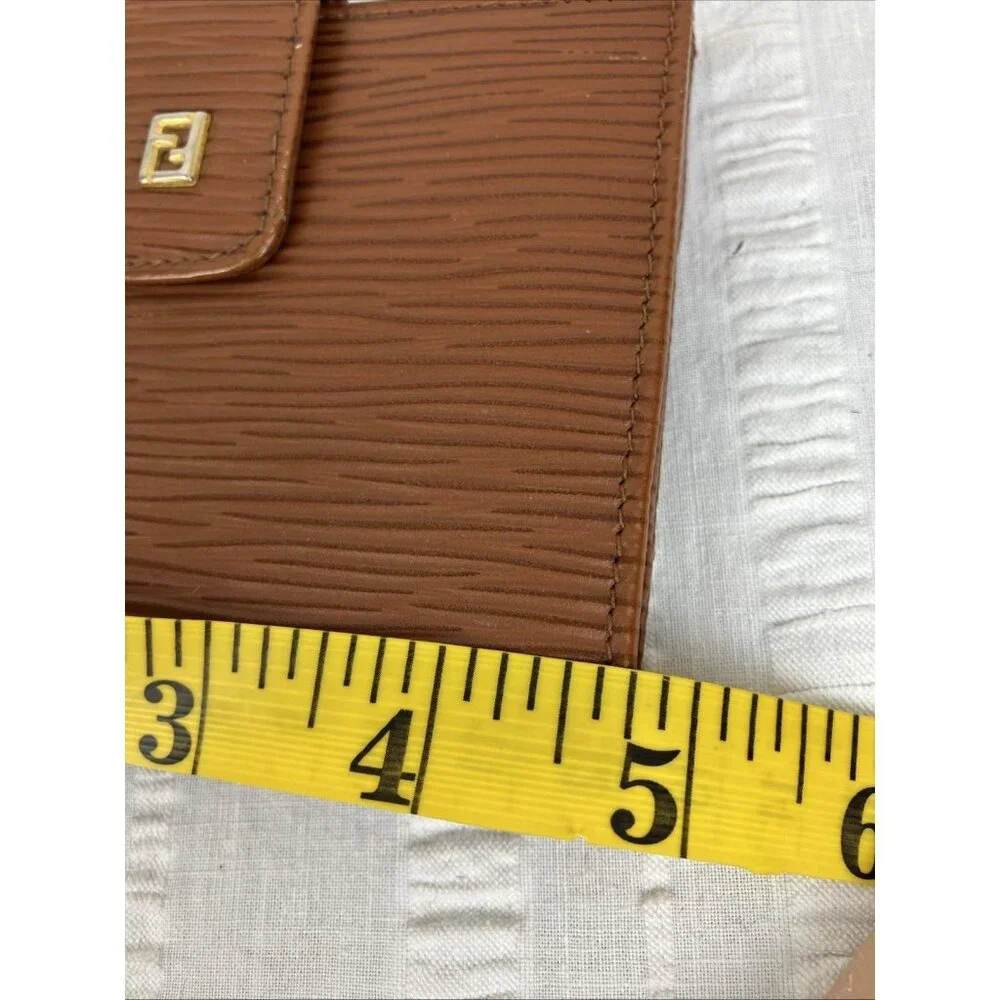 Fendi Epi Leather Bifold  Wallet Cards Id Zipper Coin Brown